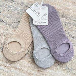 Lemon Men's Casual No Show Socks - Beige, Light Gray, Lavender